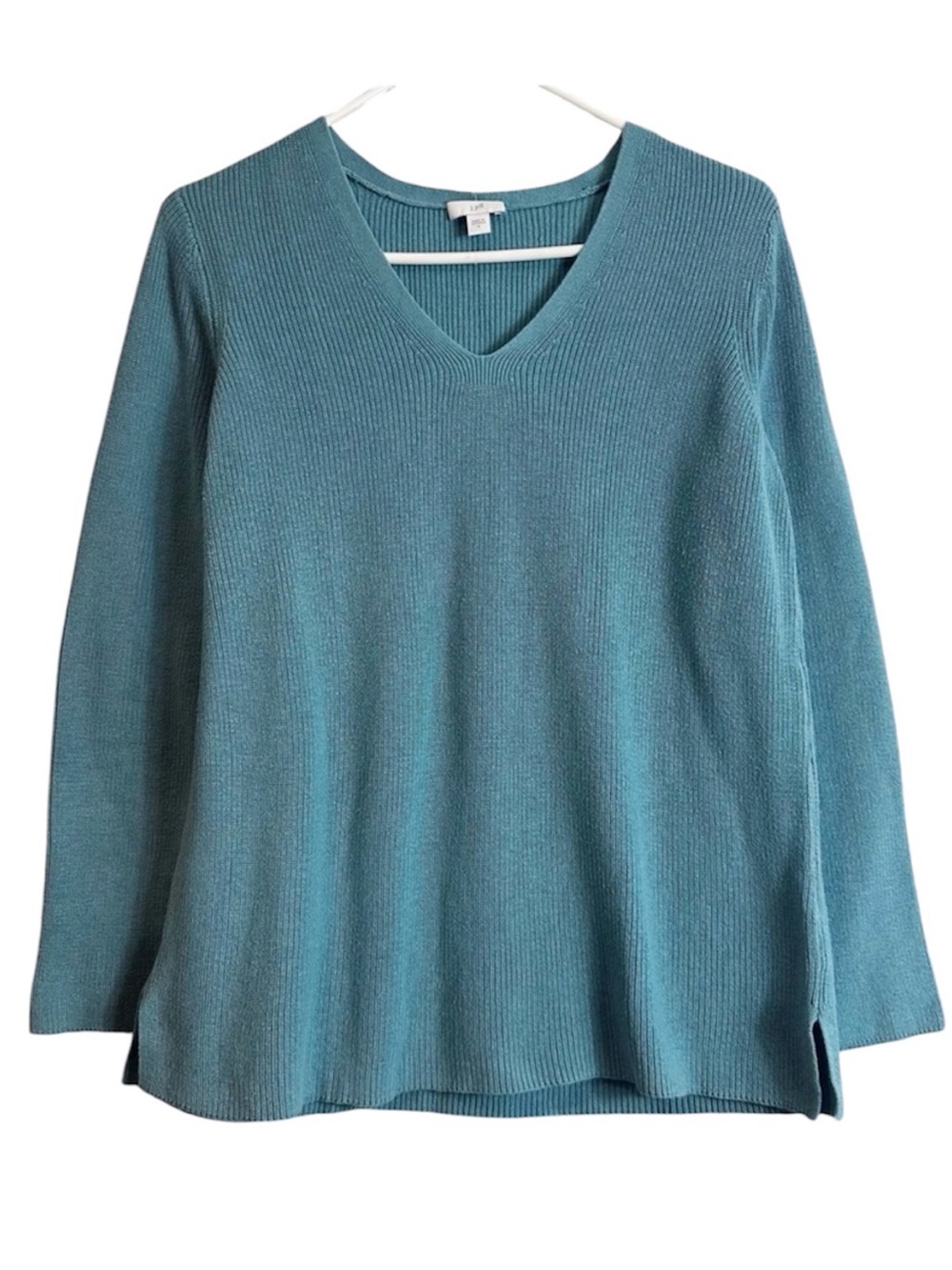 J. Jill V Neck Cotton Blend Knit Sweater